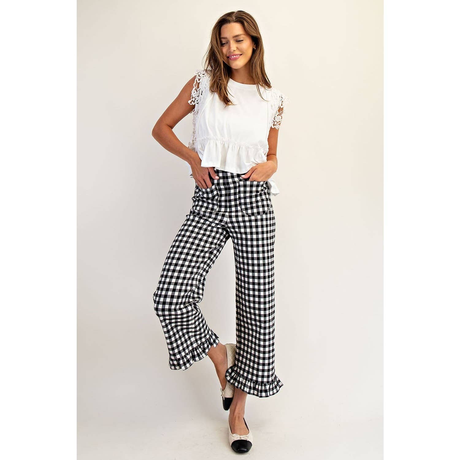 STYLE USA - Wholesale Pants - Women's - Gingham traight Leg Pants5