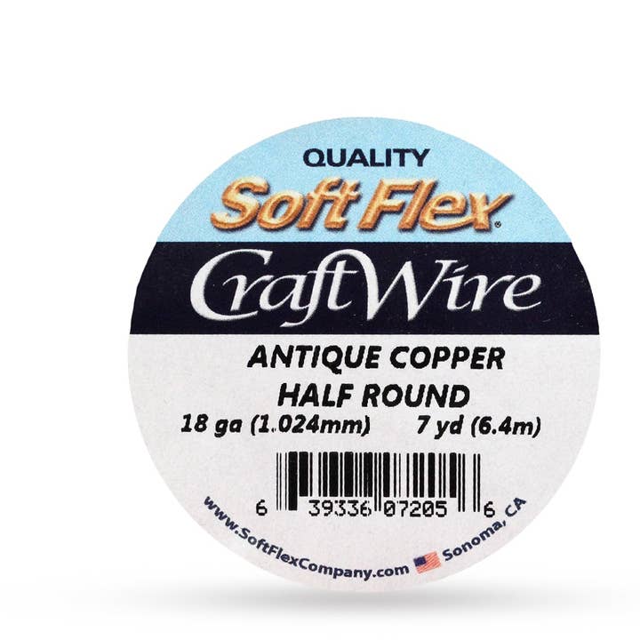 Craft Wire Soft Flex 18 Gauge Half Round Wire Antique Copper - 1spool for wholesale by Plazko