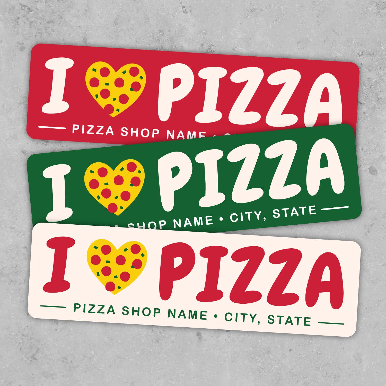 The Orange Ampersand - Wholesale Sticker -  I Love Pizza - Custom Pizza Restaurant Stickers2