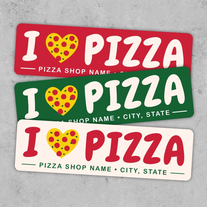 The Orange Ampersand - Wholesale Sticker - I Love Pizza - Custom Pizza Restaurant Stickers2