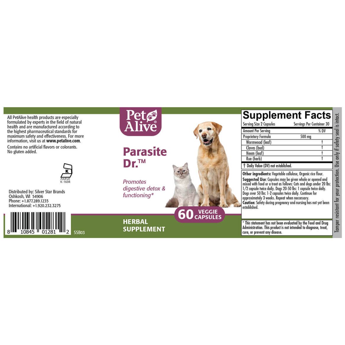 Pet Alive - Wholesale Pet Supplement - Cat/Dog - PetAlive® Parasite Dr.™ Veggie Cap2