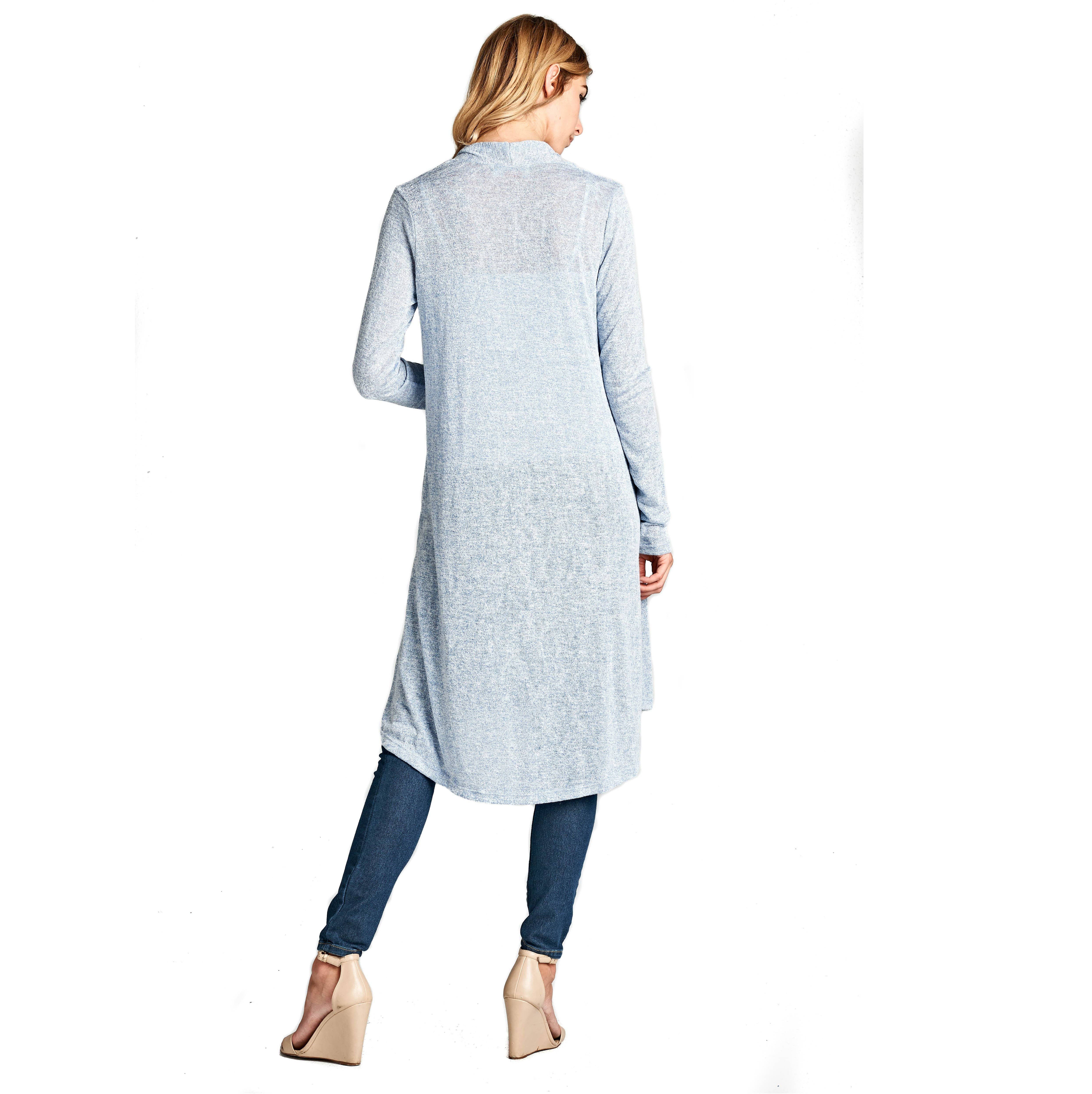 LKLUV - Wholesale Cardigan - Women's - Made in USA - Lightweight Open Front Classic Long Cardigan3