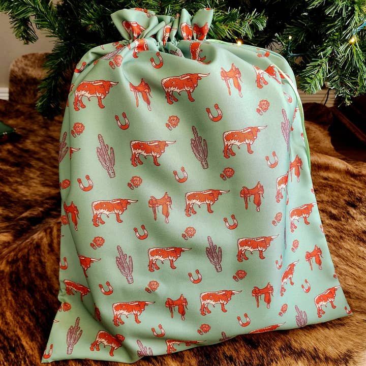 Hot Shot Leather - Wholesale Gift Bag - Western Reusable Gift Bag- Any Occasion Longhorn and Cactus 0