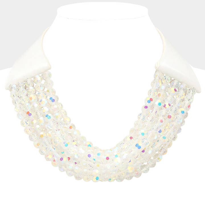 Sensibling Corp. - Wholesale Beaded/Pearl Necklace - Chunky Acrylic Beaded Multi Layered Faux Leather Necklace
