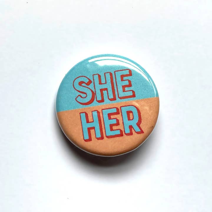 TheThirdArrow - Wholesale Lapel Pin/Button - 1.25” Blue & Orange Pronoun Buttons