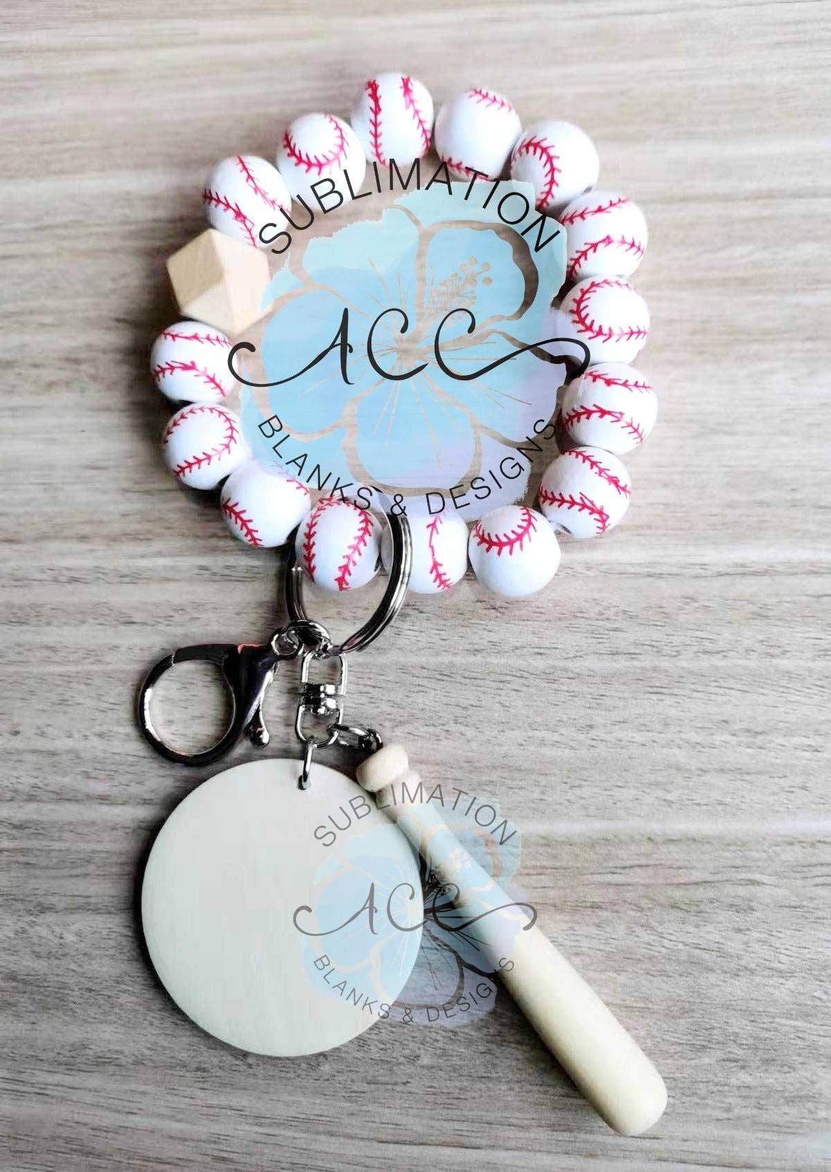 ACC Sublimation Blanks - Wholesale Keychain Bracelet - RTS SPORTS wood bead keychain bracelet, wristlet, laser engraving blank, wood bead wristlet, wood disc for engraving4