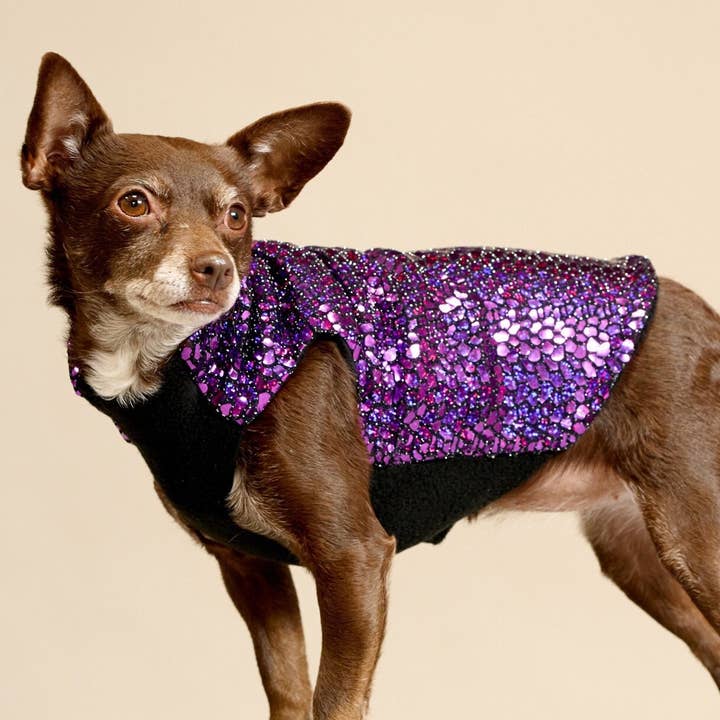 Disco Dog - Wholesale Pet Sweater - Dog - Purple Holographic Night Fever Disco Dog Sweater0