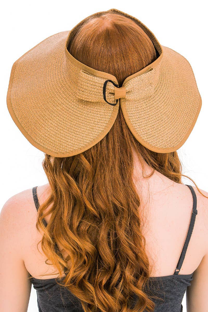 Assorted Pack And Go Paper Straw Wide Roll-up Sun Hat for wholesale on Faire3