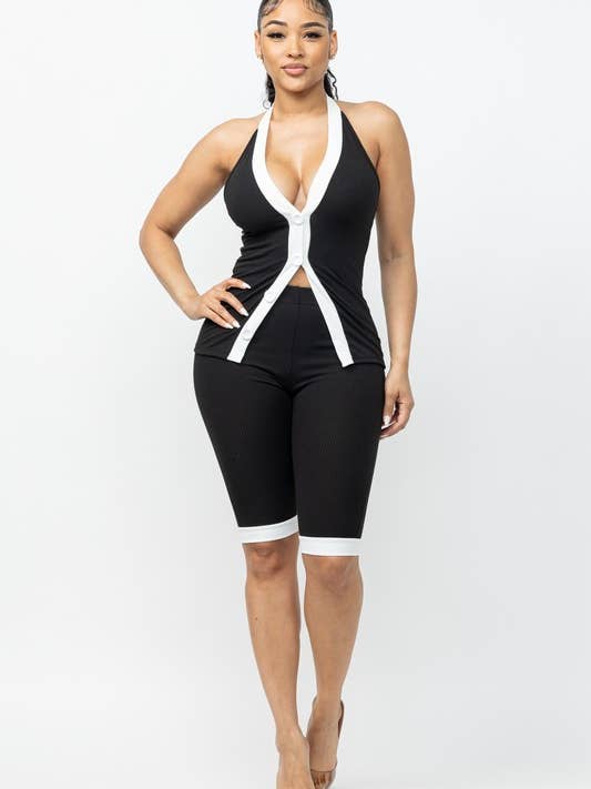 Stitching Detail Short Set for wholesale by Belita Collection