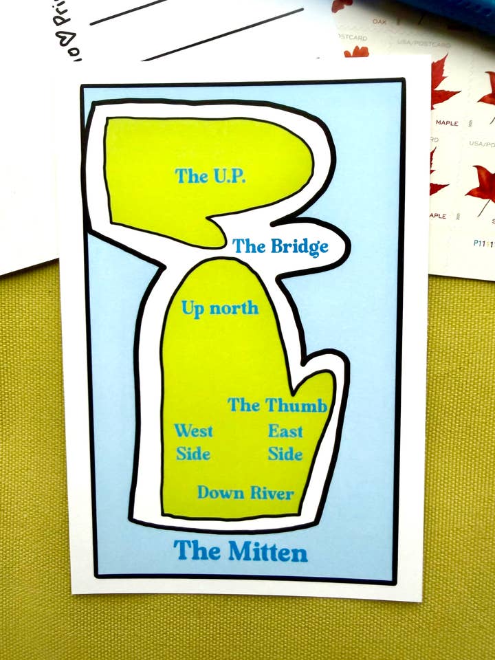 Great Lakes Collection Postcard - The Mitten for wholesale by SeeJaneRun, LLC
