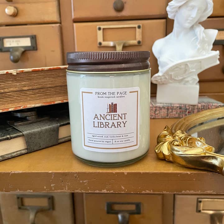 From the Page - Wholesale Jar/Filled Candle - Ancient Library - Soy Candle1