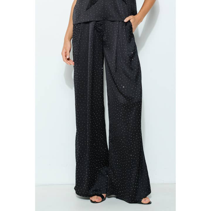 INA - Vente Pantalon – femme - Pantalon large à taille haute en strass14