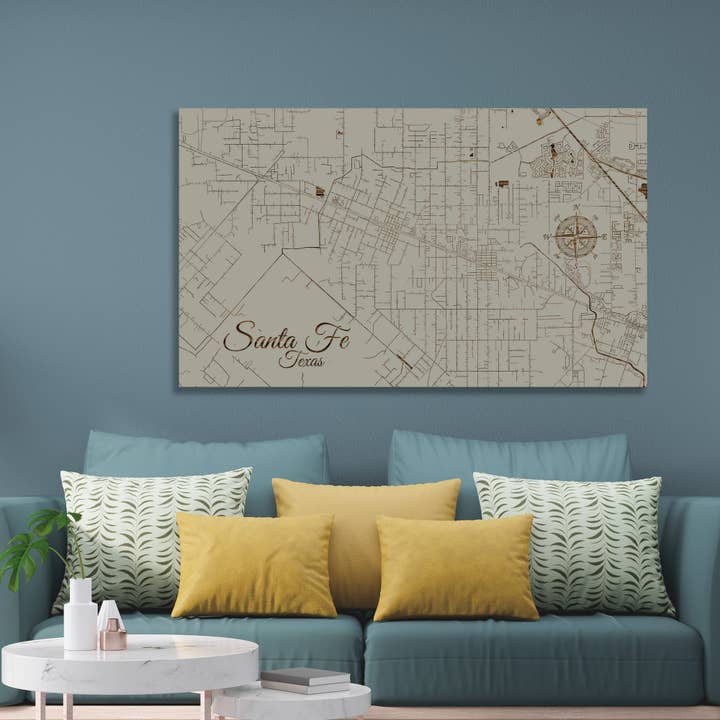 Santa Fe, TX Street Map by Fire & Pine for wholesale by Fire & Pine