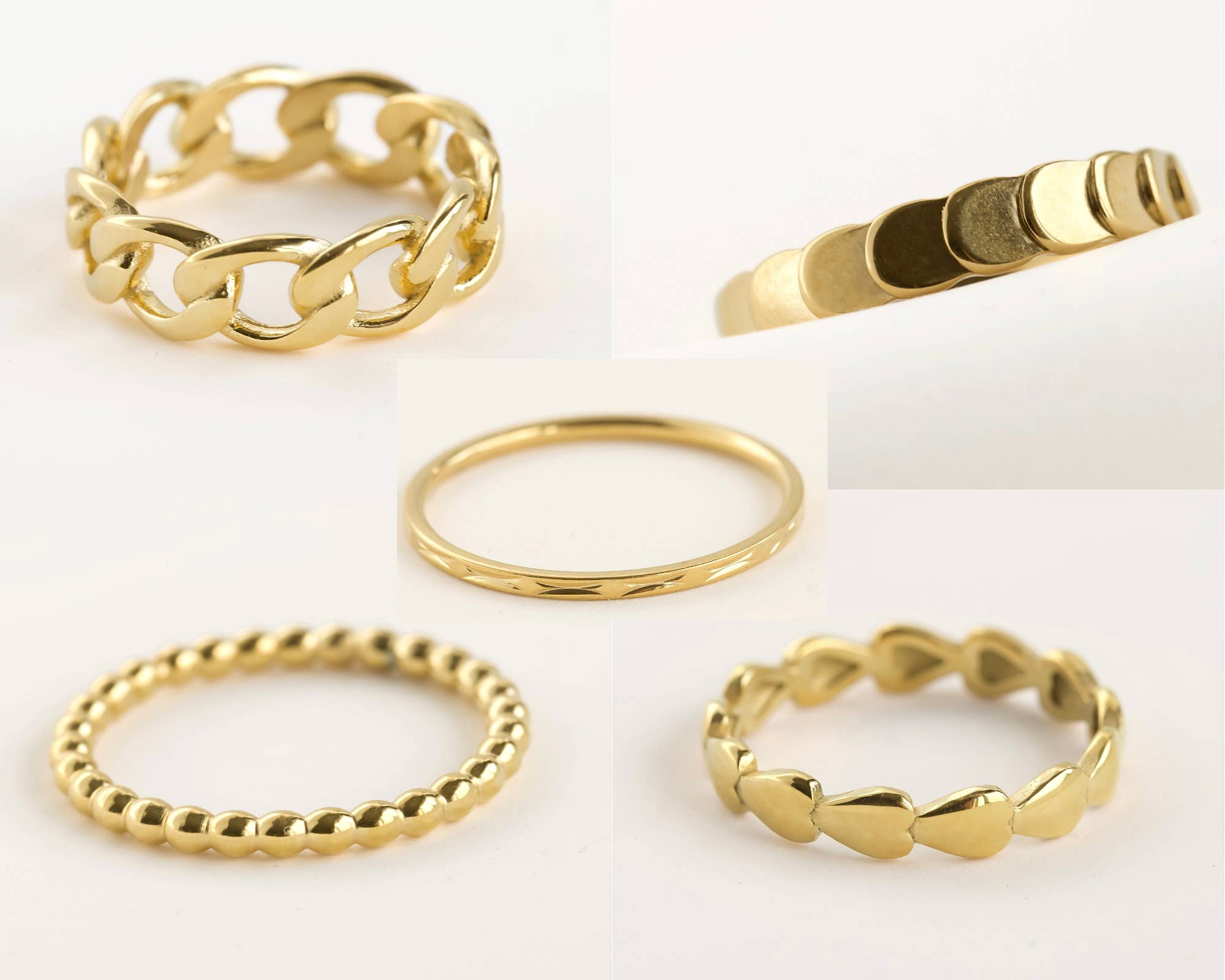 Blueyejewelry - Venta al por mayor Anillo de banda/apilable - Anillos delicados de oro 18k resistentes al agua y apilables6