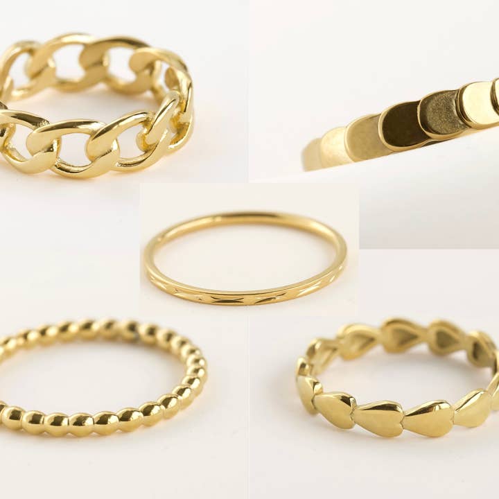 Blueyejewelry - Wholesale Band/stacked ring - Dainty Gold Rings - Waterproof 18k Gold Stackable Rings6