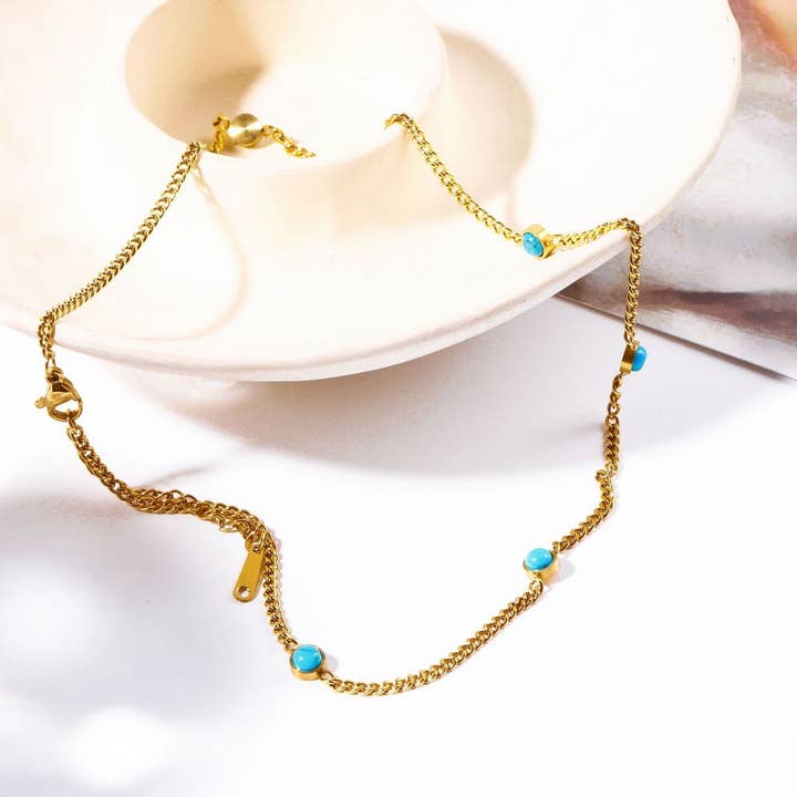 TYPE Simple Natural Turquoise Clavicle Necklace_CWMM5601 for wholesale on Faire