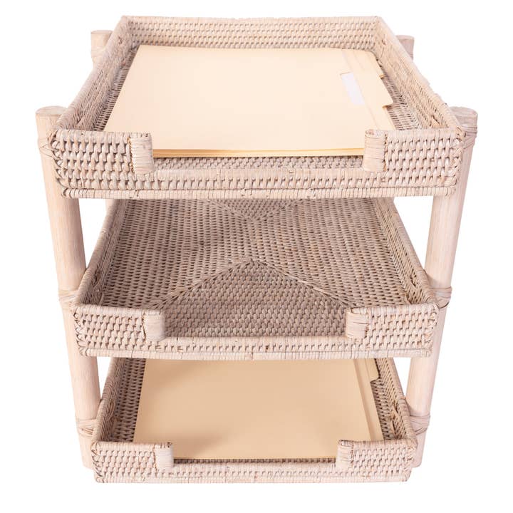 Artifacts Trading Company - Wholesale Desk Organizer - Artifacts Rattanâ„¢ 3-Tier-Tray Paper Sorter