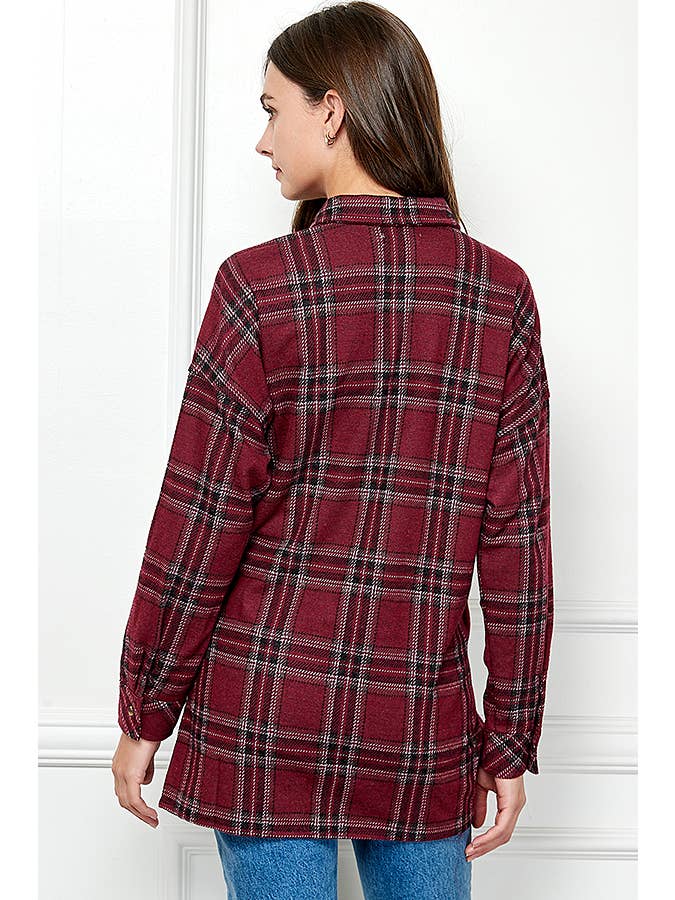 Veracci - Vente Chemise à col boutonné – femme - Chandail à carreaux extensible boutonné pour femme51