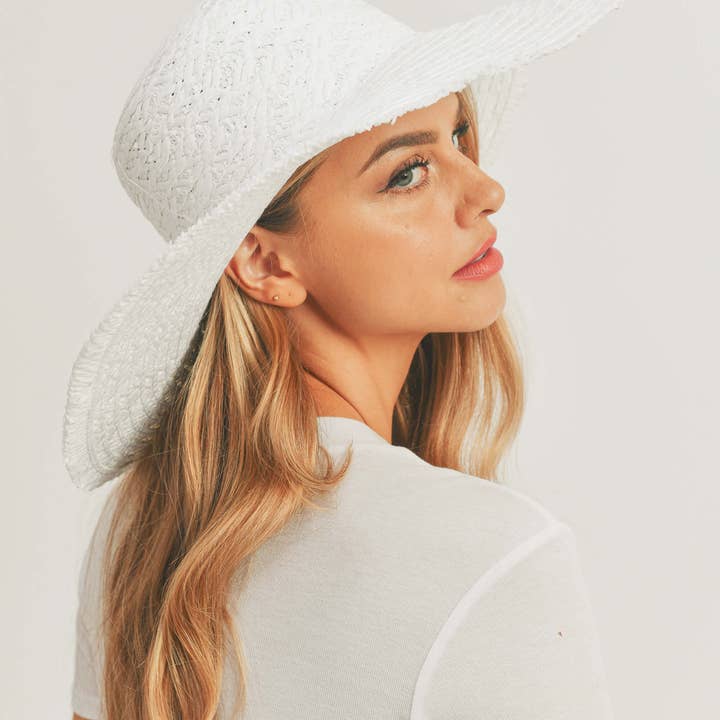 MiMi Wholesale - Wholesale Straw Hat - Women's - MH0095 Floppy Straw Sun Hat with Frayed Edges2