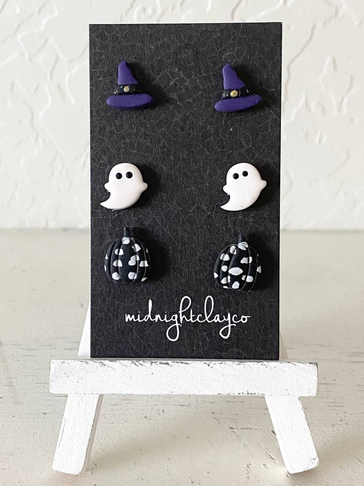 häxhattörhängen, studset, halloween örhängen, spöke för wholesale av midnightclayco