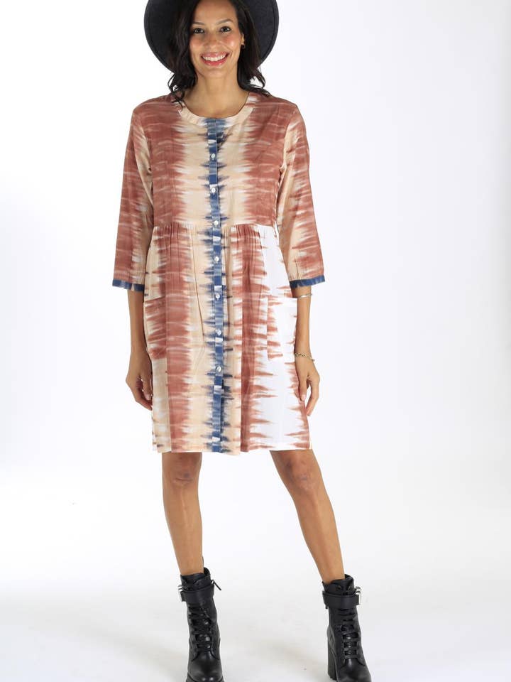 RASPAR NO VESTIDO CASTANHO FLORESTA por atacado de NIKKY APPARELS