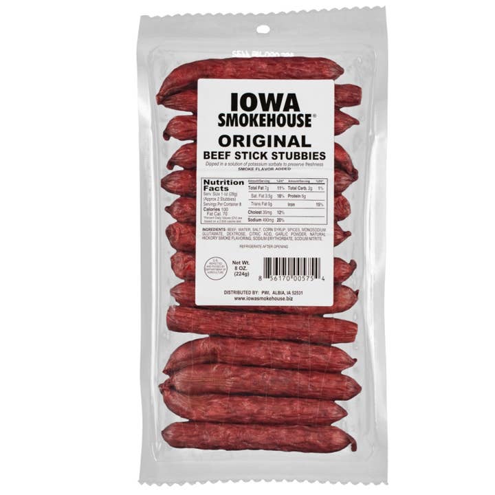 8 oz Beef Stick Stubbies Original (12/case) for wholesale by IOWA SMOKEHOUSE