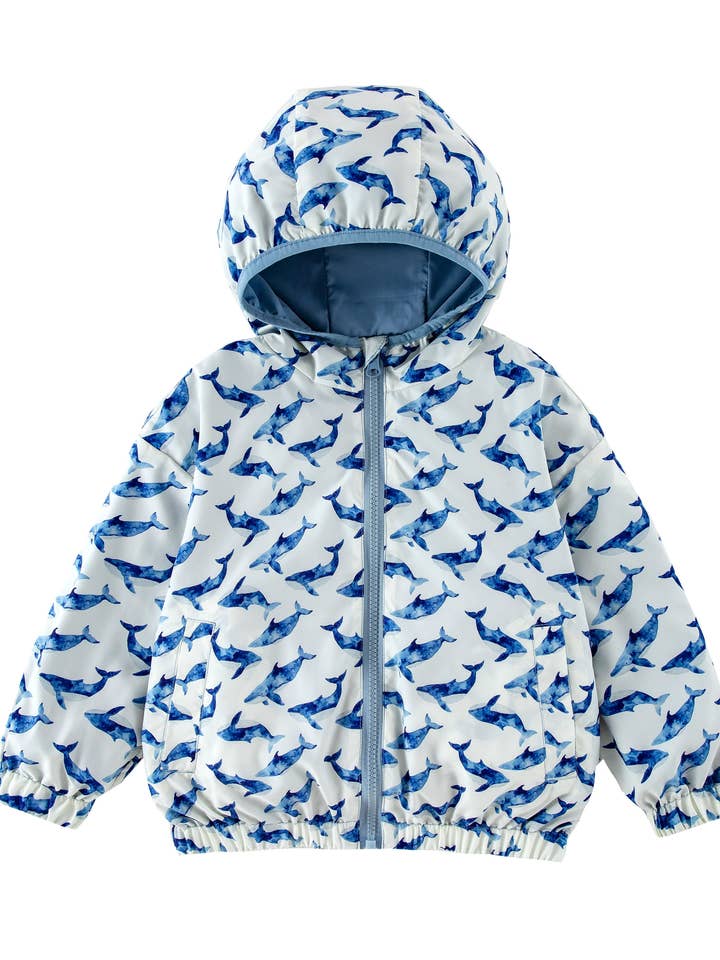 Coupe-vent réversible résistant à la pluie Nova Blue Whales pour la vente par calonie