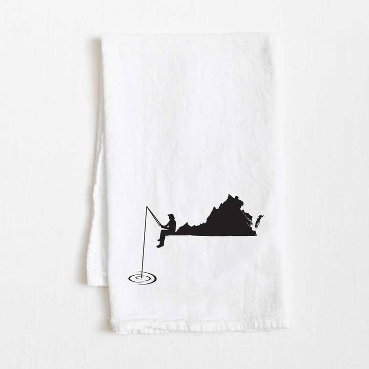 Torchon de cuisine en sac de farine de l'État de Virginie pour la pêche - 36” x 32” pour la vente par Towel Town