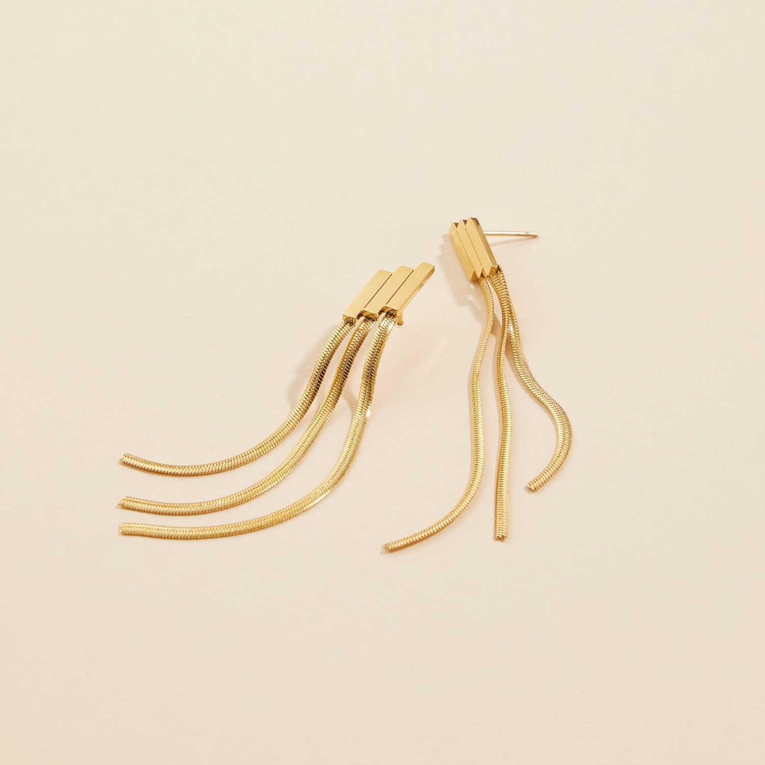 Gold Dip Basic Stainless Steel Fringed Earrings for wholesale on Faire1