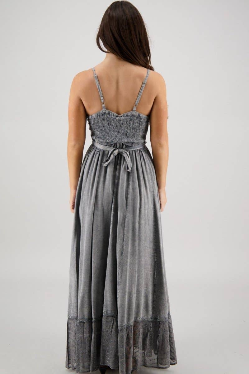 Advance Apparels - Wholesale Dress - Women's - Sheer Hem Smocked Maxi Dress ADL-2532421