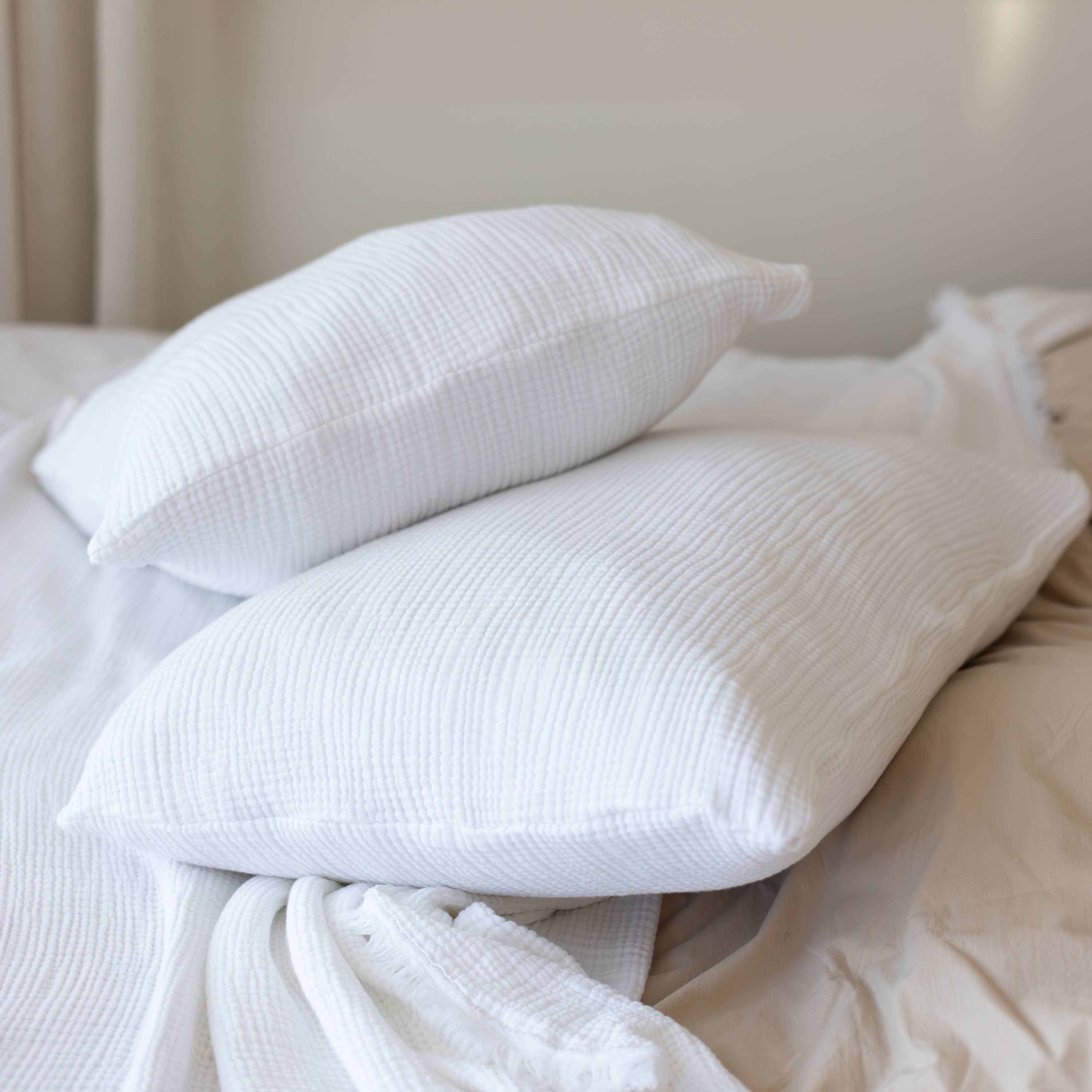 Vivamaison - Vente Plaids - Couvre-lit en mousseline frangé 100 % coton doux, 4 couches premium19