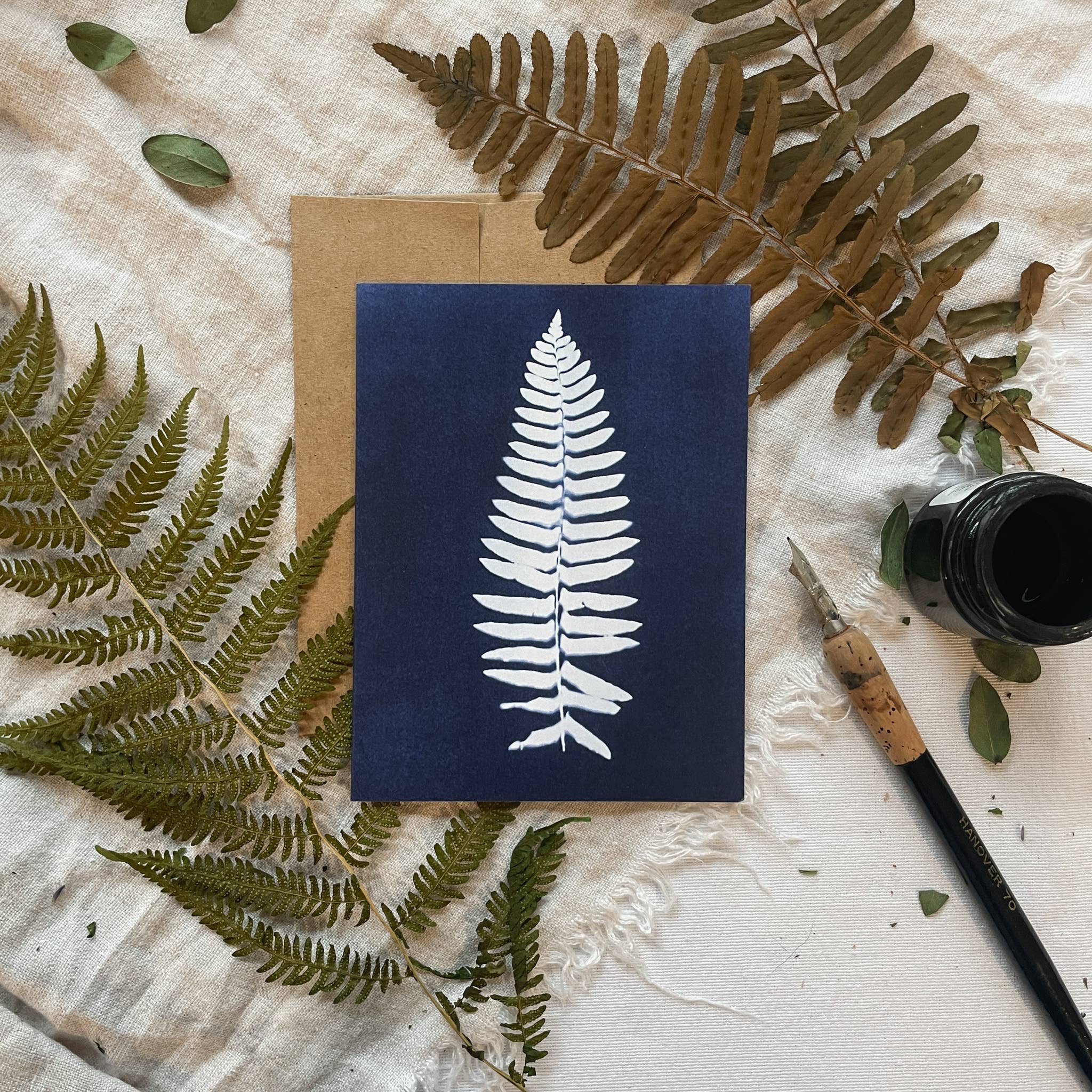 Atwater Designs - Vente Carte de vœux classique - Coffret de cartes de vœux Ferns | Botanical Cyanotype6