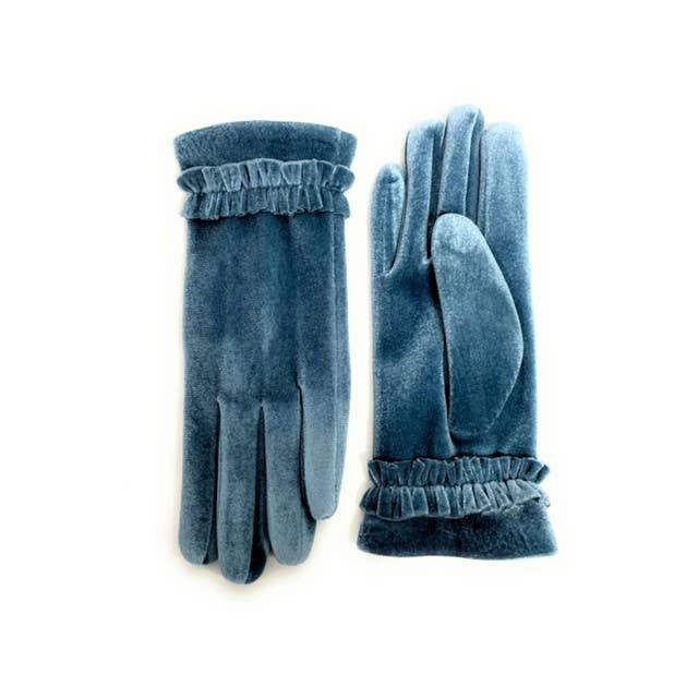 Shihreen Inc - Wholesale Gloves - Women's - 18-800 Stretch Velvet Glove with Rouche Trim2