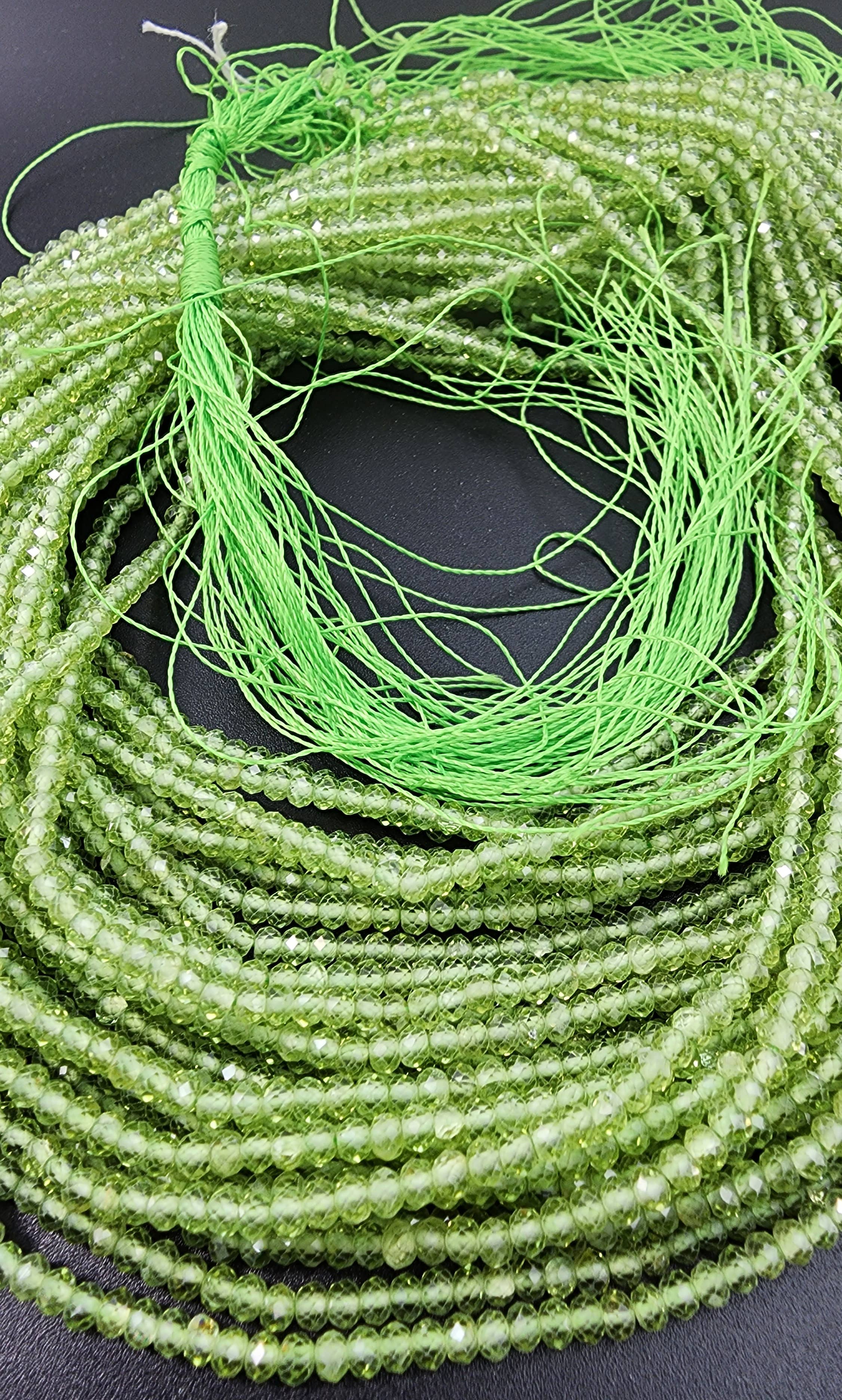 Beads Creation - Wholesale Beads - Green Peridot 3x2mm Faceted Round BeadsGemstone PRP661#044