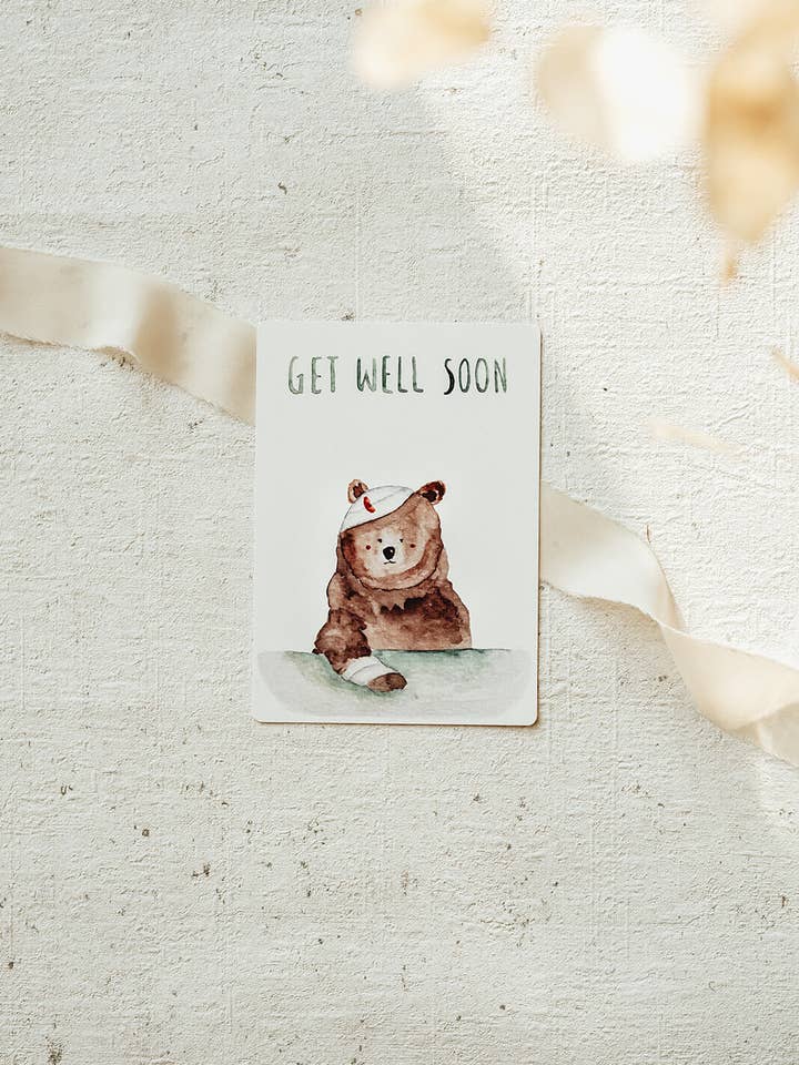 Get Well Bear-kort for engroshandel hos Linda Mundo