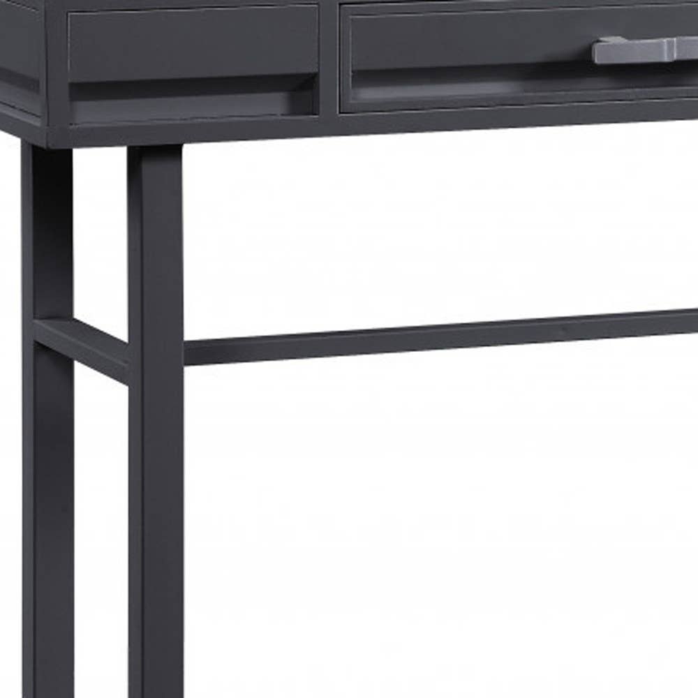 HomeRoots - Wholesale Console Table - 47" Gunmetal Iron And Wood Vanity Table4