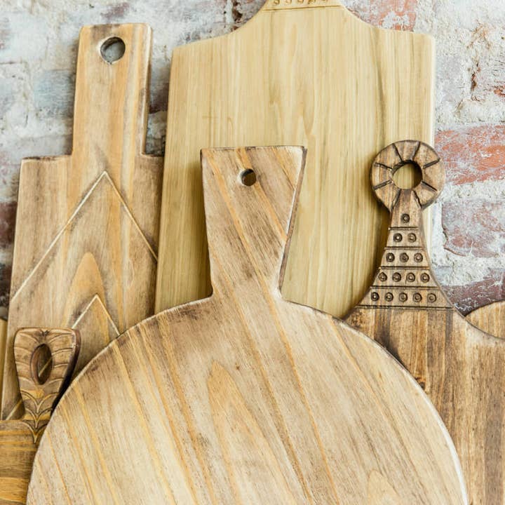 Circle Wooden Paddle, Bread Board, Charcuterie, 23" for wholesale by Grace Graffiti