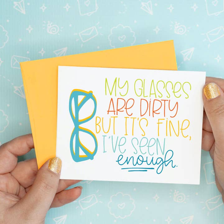 Carte de vœux drôle vue assez sale lunettes pour la vente par Colette Paperie