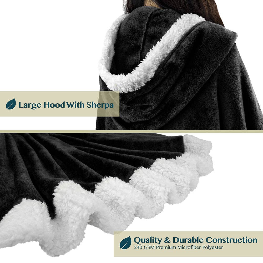 Pavilia – wholesale Poncho – Women's – Angel Wrap Hoodie Sherpa Poncho Blanket96