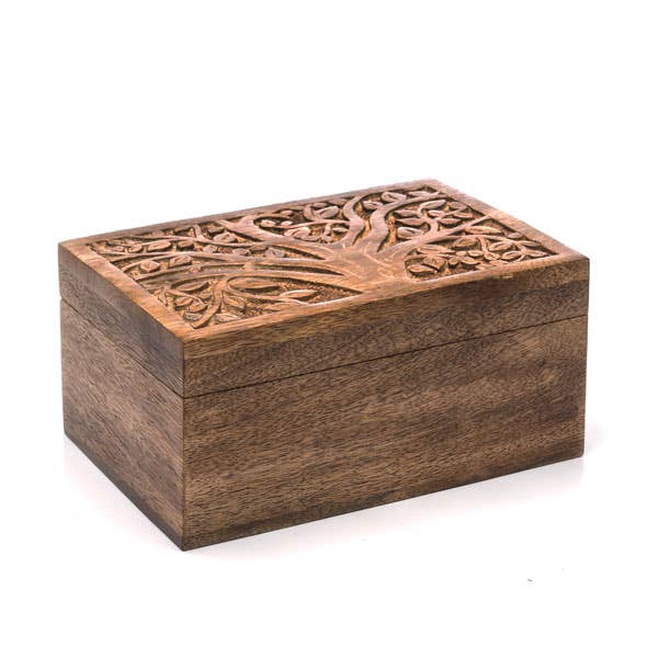 Matr Boomie Fair Trade - Wholesale Jewelry Box/Organizer - Aranyani Tree of Life Jewelry Box With Tray - Hand Carved1