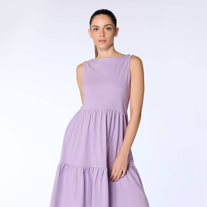 1733-134 | Volantjurk - Violet voor wholesale door Leela Cotton