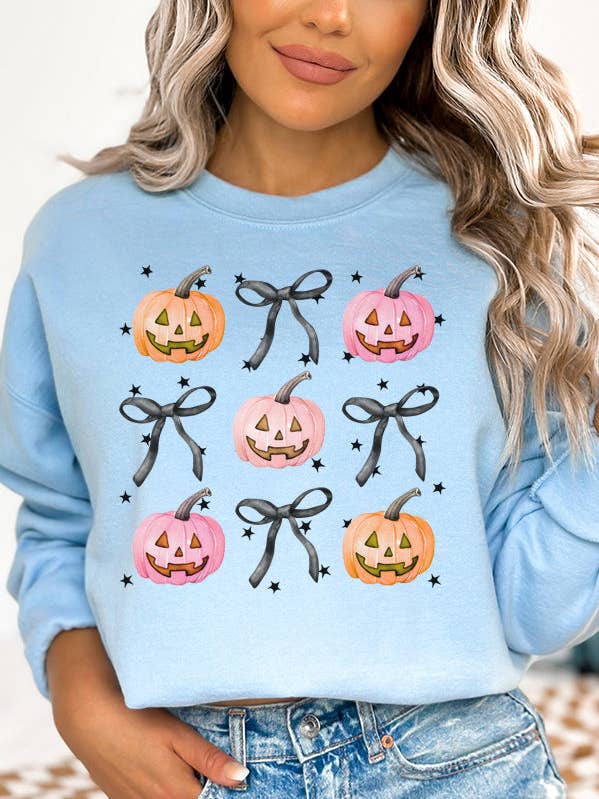 Halloween Pink Orange Pumpkin Stack Sweatshirt 248225 for wholesale by Cali Boutique Wholesale