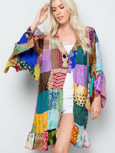 Kathmandu Imports - Wholesale Kimono - Women's - Mixed Patchworks kimono (KT-1274)0