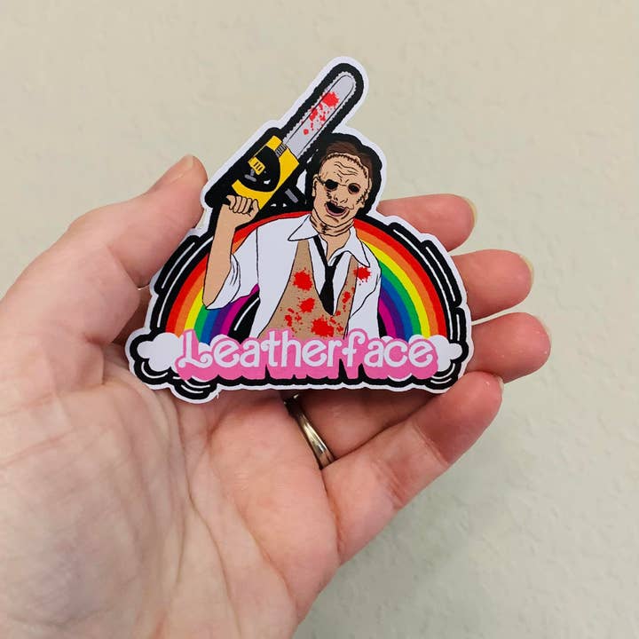 Oily Graphic Creations - Wholesale Sticker - Rainbow Leatherface- Rainbow Horror Dolls Stickers/Magnet