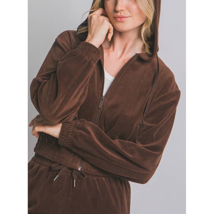 80389JN Velour Full Zip Hoodie for wholesale by Coloring You