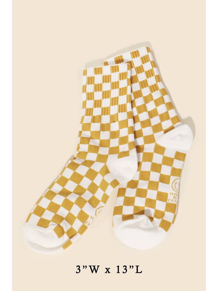 MULTI Chaussettes à carreaux jaunes et blancs en vente sur Faire2