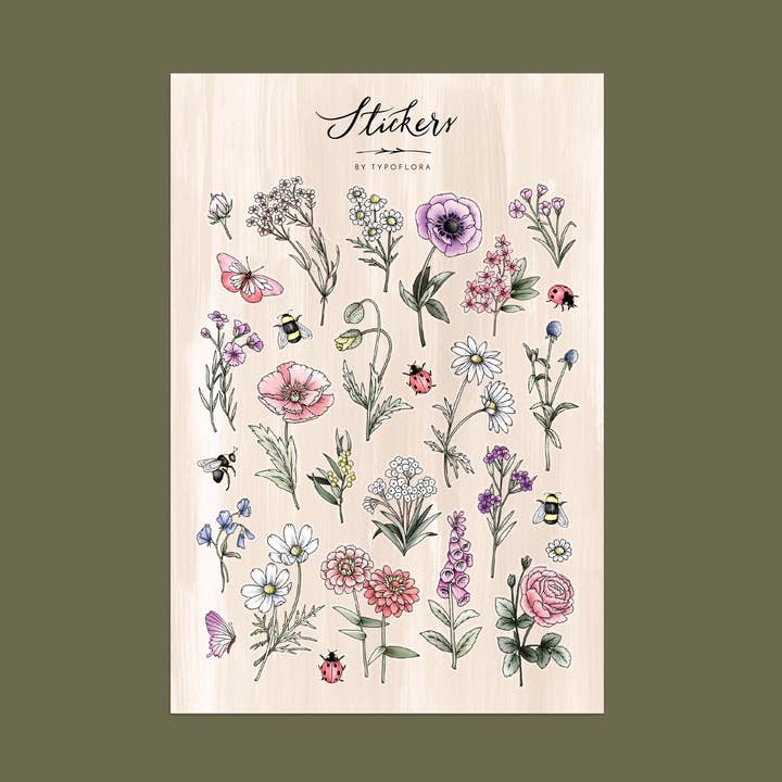 Sticker Sheet - Wildflowers Lovers for wholesale by Typoflora
