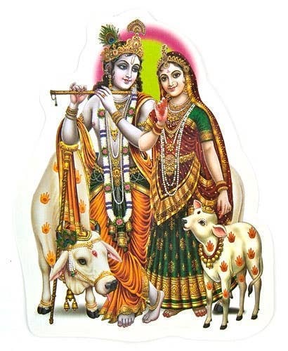 GREENROOTS USA LLC - Wholesale Sticker - Radha & Krishna Sticker - 4.5" x 6" (10 Per Pack)0