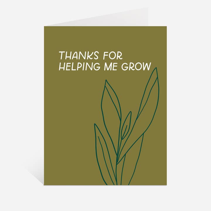 Tarjeta Helping Me Grow | Tarjeta de agradecimiento, ilustración de plantas para venta al por mayor de Just Follow Your Art
