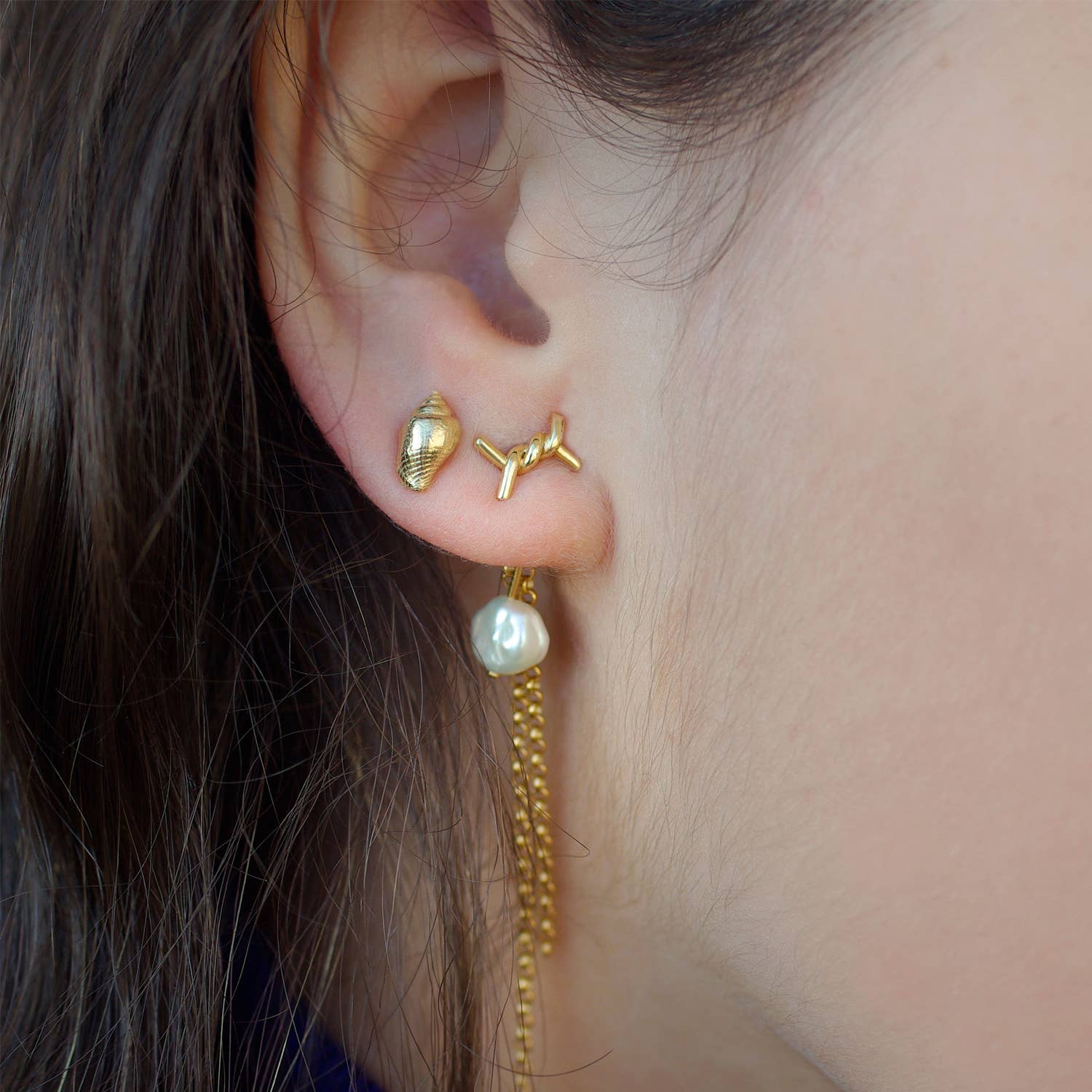 A MAR LIBRE - Venta al por mayor Pendientes de botón/aretes de poste - Caracoles y conchas de la bahía, aretes en plata de ley o plata vermeil3